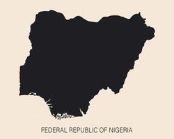 zeer gedetailleerde kaart van Nigeria met randen geïsoleerd op de achtergrond vector