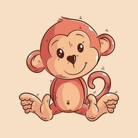 schattig aap zittend in tekenfilm stijl vector