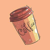 hand- getrokken koffie kop in tekenfilm stijl vector