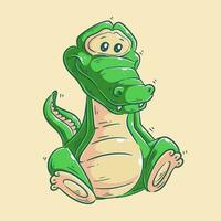 schattig krokodil zittend in tekenfilm stijl vector