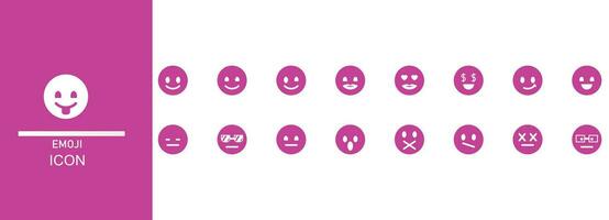 emoji icoon reeks in modieus stijl. klant tevredenheid niveau. bewerkbare hartinfarct. geïsoleerd roze baground.eps vector