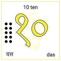 10 tien aantal Hindi en Engels taal aan het leren vector