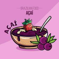 acai kom met fruit braziliaans voedsel vector