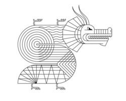 abstract meetkundig Chinese draak dierenriem lineair symbool. Aziatisch heilig grafisch stijl modern vorm mythisch dier ontwerp van goedheid en stroom. Japans traditioneel oude slang. vector eps geïsoleerd