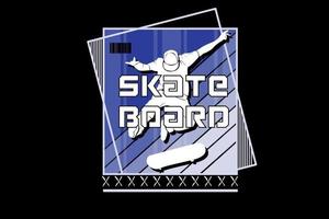 skate board silhouet kleur blauw verloop vector