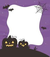 happy halloween, enge pompoenen vleermuizen web trick or treat feestbannersjabloon vector