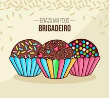 reeks van brigadeiro Brasil - Brazilië - braziliaans chocola voedsel vector