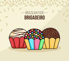 reeks van brigadeiro Brasil - Brazilië - braziliaans chocola voedsel vector
