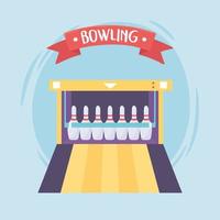 bowlingspel recreatieve sport alley pinnen plat ontwerp vector