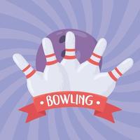 bowling kegels met rode strepen spel recreatieve sport plat ontwerp vector