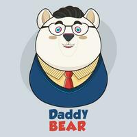 papa beer liefdes u voor altijd groet kaart. papa beer in slank kleding vector illustratie pro downloaden