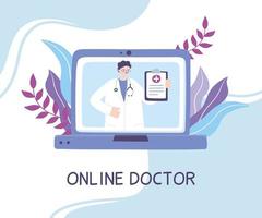 online arts, arts in laptop medisch advies of consultatieservice vector