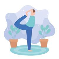 vrouw die yoga-oefeningen beoefent, gezonde levensstijl, fysieke en spirituele oefening vector