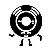 vinyl schijf karakter retro muziek- glyph icoon vector illustratie