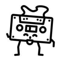 cassette plakband retro muziek- karakter lijn icoon vector illustratie