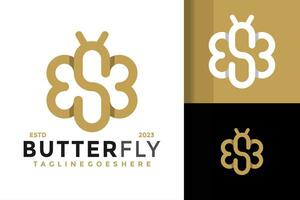 brief s vlinder elegant logo ontwerp vector symbool icoon illustratie