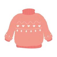 roze trui warme kleding mode, cartoon hygge stijl vector