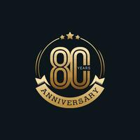 80 jaren verjaardag insigne met goud stijl vector illustratie