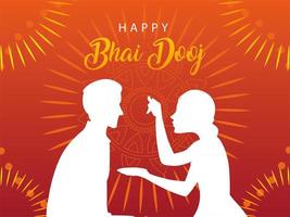 happy bhai dooj met Indiase vrouw en man silhouet vector design vector