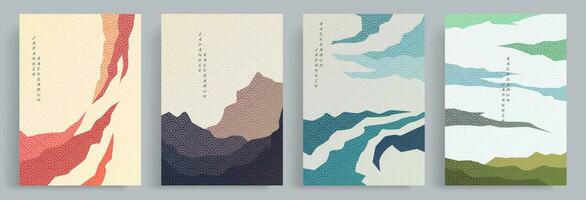 collecties van vector abstract kleurrijk illustratie met Japans oosters stijl en patroon. geschikt voor afdrukken, poster, huis decor, boek omslag, behang, decoraties, sociaal media, muur kunst.