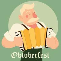 oktoberfest man cartoon met traditionele doek en accordeon vector design