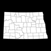 noorden dakota staat kaart met provincies. vector illustratie.
