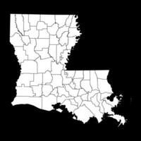 Louisiana staat kaart met provincies. vector illustratie.