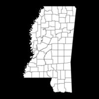 Mississippi staat kaart met provincies. vector illustratie.