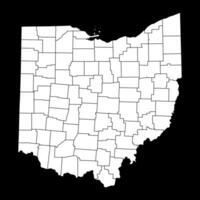Ohio staat kaart met provincies. vector illustratie.