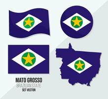 mato grosso Brazilië staat vector reeks vlag symbool kaart en cirkel vlag