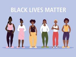 zwarte levens zijn belangrijk met cartoons vectorontwerp voor vrouwen vector