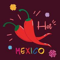 label mexico met pepers mexicaans, poster vector