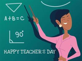 gelukkige lerarendagkaart met vrouw vector