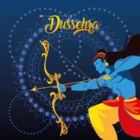 heer rama met pijl en boog op happy dussehra festival vector