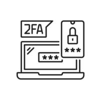 2fa twee factor verificatie, 2 stap authenticatie vector