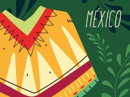 label mexico met typisch mexicaanse poncho vector