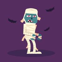 mummie karakter voor happy halloween vector