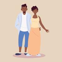 verliefd stel, man en vrouw afro omhelzen elkaar liefdevol vector