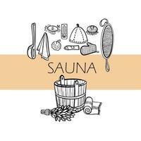 sauna sjabloon. hand- getrokken vector items voor bad.