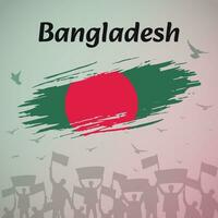 Bangladesh nationaal dag viering. patriottisch ontwerp met vlag, vogels, en demonstranten. perfect voor onafhankelijkheid dag, zege dag, martelaar dag. veelzijdig vector illustratie voor sociaal media, spandoeken.