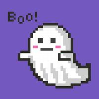 geest halloween pixel kunst. boe schattig geest 8 beetje stijl Aan Purper achtergrond vector