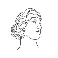 antiek gezicht, vrouw portret abstract lijn schetsen vector