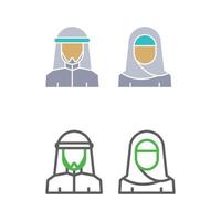 moslim paar icon set vector