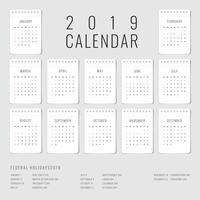 Afdrukbare kalender 2019 Set van 12 maandelijkse sjabloon vector