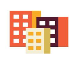 stad gebouwen semi vlak kleur vector voorwerp. appartementen voor inwoner. bewerkbare tekenfilm klem kunst icoon Aan wit achtergrond. gemakkelijk plek illustratie voor web grafisch ontwerp