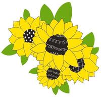 schattig doodles zonnebloemen geïsoleerde lijn set hand getrokken vector illustraties sticker schets voor een tattoo