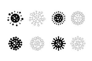coronavirus covid-19 pictogram symbolen zwart en overzicht vector