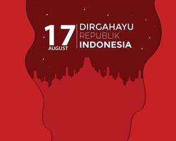 indonesië onafhankelijkheidsdag borobudur golfpapier vector