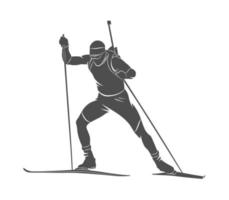 silhouet biatleet op een witte achtergrond. vectorillustratie. vector