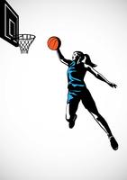 Vrouwelijke basketbalspeler Slam Dunk Silhouette vector